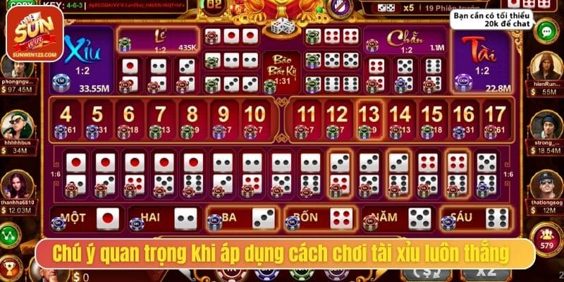 Chú ý quan trọng khi áp dụng cách chơi tài xỉu luôn thắng