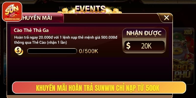 Điều kiện nhận ưu đãi hoàn trả nạp tiền từ 500K đơn giản