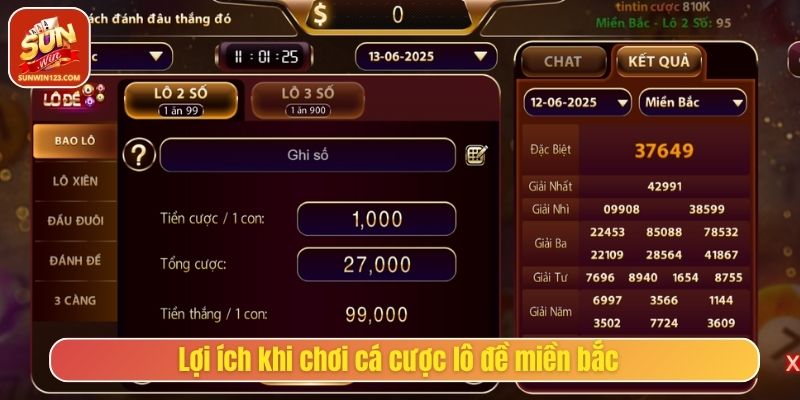 Lợi ích khi chơi cá cược lô đề miền bắc