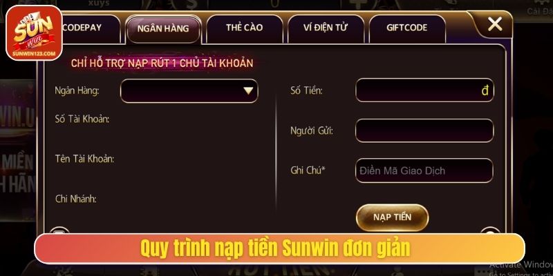 Nạp tiền an toàn, đa dạng phương thức cùng Sunwin