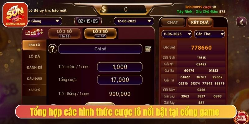 Tổng hợp các hình thức cược lô nổi bật tại cổng game